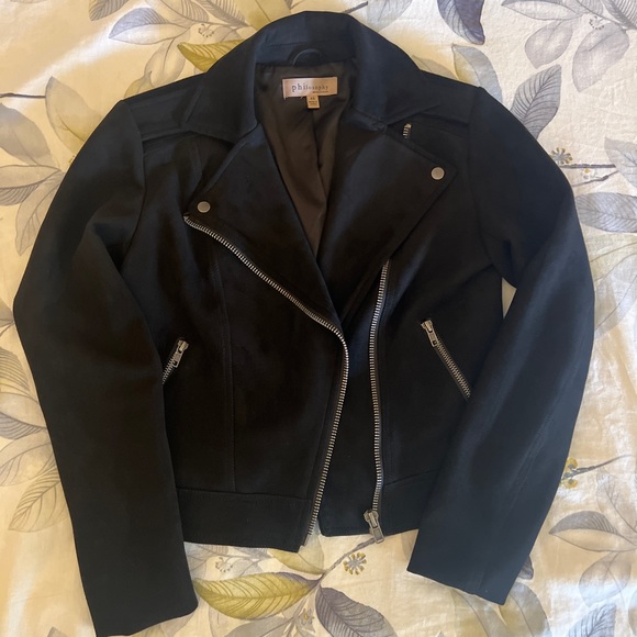 Philosophy faux suede moto jacket, black, XS - Picture 3 of 3